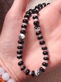 BLACK TOURMALINE & MOONSTONE YIN YANG NECKLACE