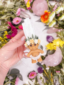 BABY SELENITE FAE CRYSTAL TROLL