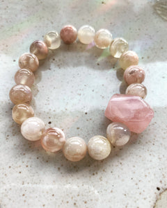 BLOSSOM AGATE & ROSE QUARTZ BRACELET