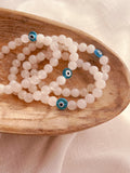 PALE ROSE QUARTZ EVIL EYE BRACELET